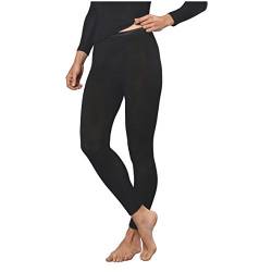 con-ta Lange Hose, Leggings für Damen, Bequeme Unterbekleidung aus Wolle und Modal, weiche Unterwäsche in Feinstrick, in Schwarz, Größe: 38 von con-ta