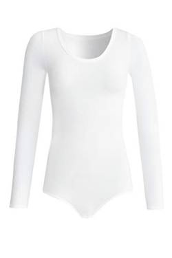 conta langarm Body Modal, bequemer Einteiler für Damen, mit Druckknöpfen & langem Arm, aus weichem Modal, Damenunterwäsche, weiß | Gr.: 36/XS von con-ta