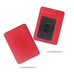 CONISY Dünne Damen-Geldbörse, minimalistische Vordertasche, Leder, dünnes Kreditkartenetui mit RFID-Blockierung, Rot/Ausflug, einfarbig (Getaway Solids), Lässig, klassisch, minimalistisch, modern von conisy