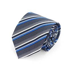 conisy Herren Krawatte, Elegant Klassisch Business Krawatte Einstecktuch Manschettenknöpfe krawattenklammer Set (Schwarz Blau Grau Stripe) von conisy