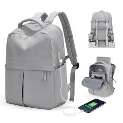 coofay Schulrucksack Rucksack Wasserdicht Herren Schule Teenager Laptop Rucksack Damen Elegant Wanderrucksack Travel Backpack Arbeitstasche Sportrucksack Damen Wasserdicht Rucksack mit Laptopfach grau von coofay