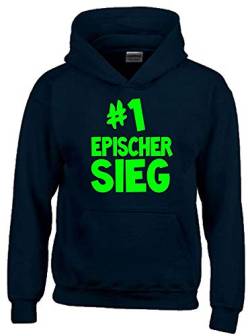 #1 EPISCHER Sieg Hoodie Sweatshirt mit Kapuze schwarz-Green Gr.164 cm von coole-fun-t-shirts