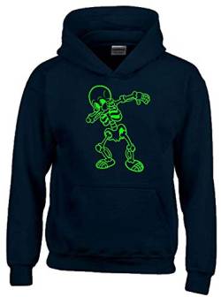 Dabbing Skelett 1C Hoodie Sweatshirt mit Kapuze schwarz-Green Gr.164 cm von coole-fun-t-shirts