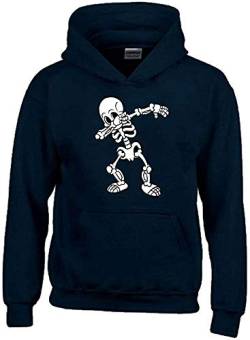 Dabbing Skelett 2C Hoodie Sweatshirt mit Kapuze schwarz Gr.140 cm von coole-fun-t-shirts