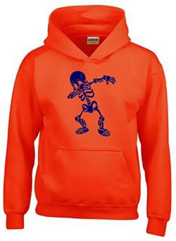 Dabbing Skelett 3C Hoodie Sweatshirt mit Kapuze orange-Navy Gr.152 cm von coole-fun-t-shirts