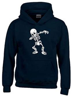Dabbing Skelett 3C Hoodie Sweatshirt mit Kapuze schwarz-Weiss Gr.140 cm von coole-fun-t-shirts