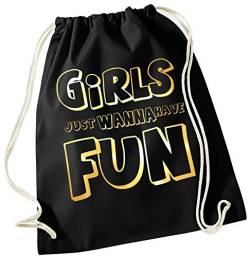 Girls just wanna have Fun ! Turnbeutel Schwarz-gold von coole-fun-t-shirts