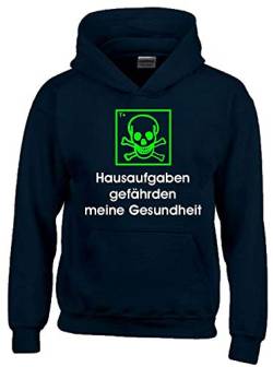 Hausaufgaben gefährden Meine Gesundheit ! Hoodie Sweatshirt mit Kapuze schwarz-Green Gr.164 cm von coole-fun-t-shirts