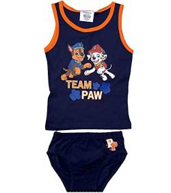 PAW Patrol Unterwäsche Set Jungen Hellgrau + Dunkelblau Marschall, Rubble + Chase Unterhose + Unterhemd Gr.98 104 116 128 (Dunkelblau, 128) von coole-fun-t-shirts