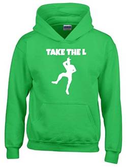 TAKE The L Hoodie Sweatshirt mit Kapuze Green-Weiss Gr.164 cm von coole-fun-t-shirts