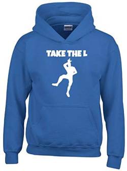 TAKE The L Hoodie Sweatshirt mit Kapuze blau-Weiss Gr.152 cm von coole-fun-t-shirts