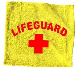 coole-fun-t-shirts Handtuch Lifeguard Rettungsschwimmer Strand Schwimmbad Baggersee Badetuch Strandlaken für 70x140 cm (gelb) von coole-fun-t-shirts