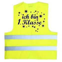 coole-fun-t-shirts Ich Bin 1. Klasse ! Warnweste zur Einschulung Schulanfang ABC Schützen Gr. S 152-160 cm Neongelb von coole-fun-t-shirts