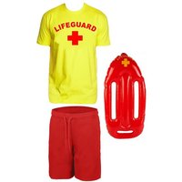 coole-fun-t-shirts Kostüm Rettungsschwimmer Schwimmboje Kostüm Rettungsschwimmer 3-teiliges Set T-Shirt Badehose Rot S M L XL XXL 3XL Gelb oder Rot, 3 Teile von coole-fun-t-shirts