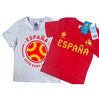 coole-fun-t-shirts T-Shirt 2x SPANIEN Kinder T-Shirt EURO 2020 / 2021 Fußball Trikot Shirt DOPPELPACK rot und weiss Europameisterschaft Jungen + Mädchen 6 8 10 12 Jahre Gr.116 128 140 152 (2er-Pack) von coole-fun-t-shirts