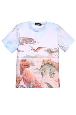 coolismo Jungen T-Shirt | Bequemes Kinder Shirt | Dino-Motiv Alloverprint | 95% Baumwolle, 5% Elasthan | Atmungsaktiv & Hautfreundlich | Europäische Qualität von coolismo