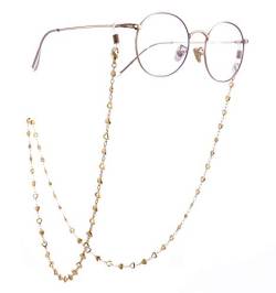 Cooltime Brillenkette mit Herzchen für Damen und Herren, Silber/Roségold, Gold/Gold Gold 2-weiß Gummi von cooltime