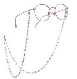 Cooltime Brillenkette mit Herzchen für Damen und Herren, Silber/Roségold, Gold/Gold Goldweißer Gummi von cooltime