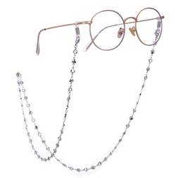 Cooltime Brillenkette mit Herzchen für Damen und Herren, Silber/Roségold, Gold/Gold Silberweißer Gummi von cooltime