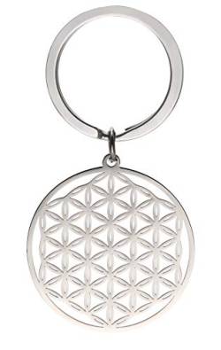 cooltime Edelstahl Anhänger Schlüsselanhänger Blume des Lebens Mandala Kreis rund Charm Schlüsselanhänger, Stil 2, 0.97", Schlüsselanhänger von cooltime