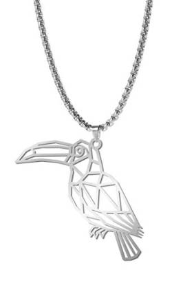 cooltime Edelstahl Halskette mit Anhänger für Tierliebhaber geometrische Schmuck für Unisex (Tukan Vogel) von cooltime