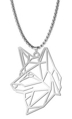 cooltime Halskette mit Schäferhund Tieranhänger aus Edelstahl geometrischer Schmuck (Schäferhund) von cooltime