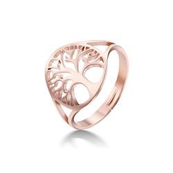 cooltime Statement-Ring aus Edelstahl, Lebensbaum, Damen, Modeschmuck für Damen (Roségold), Roségold Edelstahl von cooltime