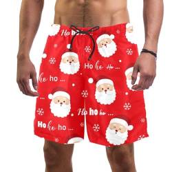 coosun Herren Weihnachten Weihnachtsmann Strand Boardshorts Schnell Trocken Badehose, Niedlicher Weihnachtsmann, L/XL von coosun