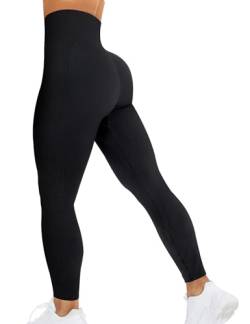 corcoar Damen Leggings Sporthose High Waist Seamless Hosen Gym Yoga Sport Schwarz L von corcoar