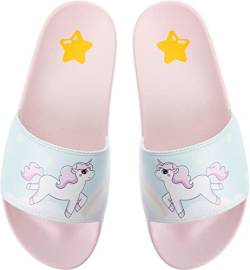 corimori Badelatschen Einhorn „Lily“ Erwachsene, Komfort Badeschuhe, Unisex Badeschlappen, Damen Bade-Slipper, EU-Größe 38-39 von corimori