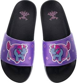 corimori Badelatschen Einhorn „Ruby“ Erwachsene, Badeschuhe, Unisex Badeschlappen rutschfeste Sohle, Damen & Herren Bade-Slipper, EU-Größe 38-39 von corimori