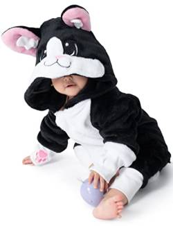 corimori Flauschiges Katzen-Kostüm für Babies, Neugeborene, | Karneval Fasching Kostüm Onesie für Mädchen, Jungen | Körpergröße 70-90cm von corimori