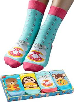 corimori Witzige, lässige Anime Baumwolle Socken 4er Set in plastikfreier Geschenk-Verpackung, Hamster, Otter, Igel, Maus, 36-42 von corimori