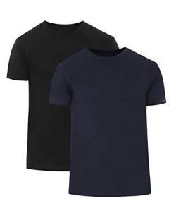 Cornette Herren T-Shirts mit U-Ausschnitt 2er Pack CR068 (Schwarz/Marineblau (2 Pack), XL) von cornette