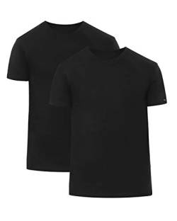 Cornette Herren T-Shirts mit U-Ausschnitt 2er Pack CR068 (Schwarz/Schwarz (2 Pack), XL) von cornette