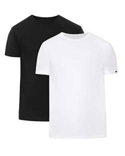 cornette Herren T-Shirts mit U-Ausschnitt 2er Pack CR068 (Schwarz/Weiß (2 Pack), XXL) von cornette