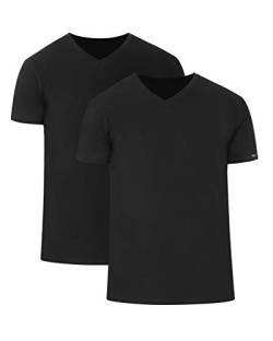 cornette Herren T-Shirts mit V-Ausschnitt 2er Pack CR067 (Schwarz/Schwarz (2 Pack), M) von cornette