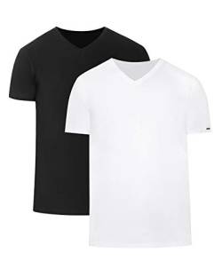 cornette Herren T-Shirts mit V-Ausschnitt 2er Pack CR067 (Schwarz/Weiß (2 Pack), L) von cornette