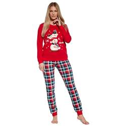 cornette Schlafanzug Damen lang, Pyjama Damen, Schlafanzug Set, Baumwolle 100%, Weihnachtsstil, Nachtwäsche langärmliges Bluse und Lange Hose, Bequem und entspannt, hergestellt in der EU von cornette