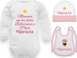 Baby-Strampler für Mailänder wie Papa, langärmlig, aus warmer Baumwolle, Baby-Kleidung für Neugeborene, Mütze, 3-6 Monate von corredino neonato