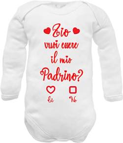 Babybody Idee Ankündigung Taufe mit Spruch Zia Madrin, Zio Patin und Vater, Babybody Pärchen warm Baumwolle, 6-9 Monate von corredino neonato