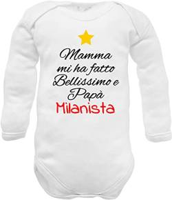 Lustiger Baby-Body mit der Aufschrift "Milan Mamma mi ha macht schön und Papa Milanista"., Body pour bébé Milaniste, 3-6 Monate von corredino neonato