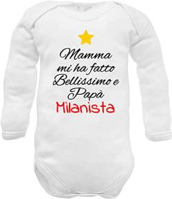 Milanista Baby-Body mit witzigem Spruch "Milan Mamma Mi ha ha gemacht Belle und Papa Mil, Baby-Body Mailänder, 6-9 Monate von corredino neonato