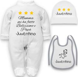 Strampler für Neugeborene, lustiger Spruch Juventino, Juventino Strampler Mütze Lätzchen Set, 0-3 Monate von corredino neonato