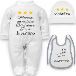 Strampler für Neugeborene, lustiger Spruch Juventino, Juventino Strampler Mütze Lätzchen Set, 9-12 Monate von corredino neonato