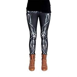 cosey - Bedruckte Bunte Halloween Leggins (Einheitsgröße) - Design Knochen von cosey