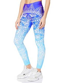 cosey - Bunte Bedruckte Mandala-Leggings (Einheitsgröße) - Design Mandala Ombré-Blue von cosey