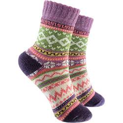 cosey - bunte Socken in Norweger Design lila (33 – 40) - 1 Paar von cosey