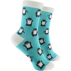 cosey - bunte Socken in Pinguin Design türkis (33 – 40) - 1 Paar von cosey