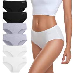 coskefy Unterhosen Damen Baumwolle, 6er Pack Slips Damen Baumwolle Mehrpack, Bequeme Frauen Unterwäsche, Atmungsaktiv Panties Weich von coskefy